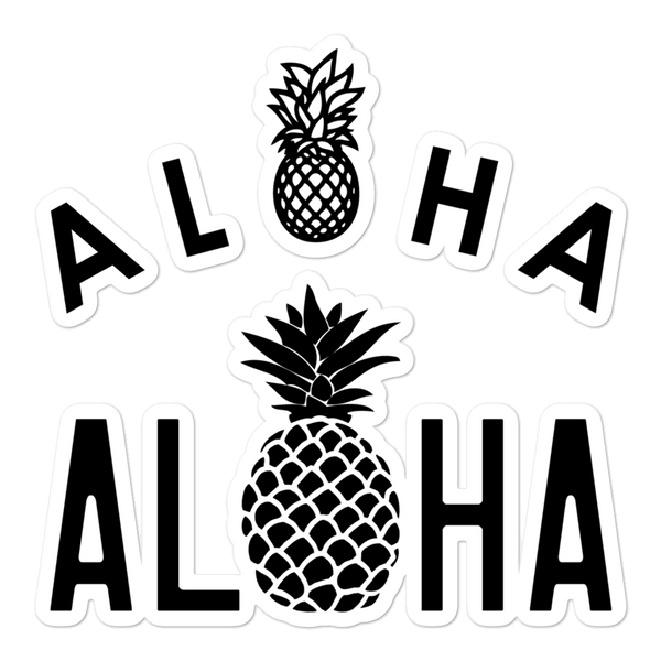 A set of Aloha Tribe Hawaii logo stickers in multiple sizes with urban street themed graphics.