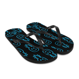 A pair of Aloha Tribe Hawaii flip flops which are also called slippers with a cool Hawaii themed graphic print.