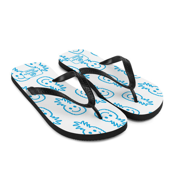 A pair of Aloha Tribe Hawaii flip flops which are also called slippers with a cool Hawaii themed graphic print.