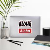 A set of Aloha Tribe Hawaii logo stickers in multiple sizes with urban street themed graphics.