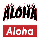 A set of Aloha Tribe Hawaii logo stickers in multiple sizes with urban street themed graphics.