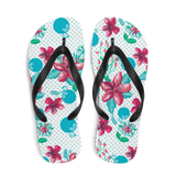 A pair of Alter Ego Hawaii flip flops which are also called slippers with a cool Hawaii themed graphic print.