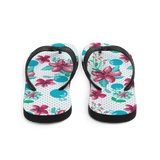 A pair of Alter Ego Hawaii flip flops which are also called slippers with a cool Hawaii themed graphic print.