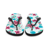 A pair of Alter Ego Hawaii flip flops which are also called slippers with a cool Hawaii themed graphic print.