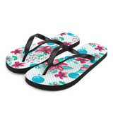 A pair of Alter Ego Hawaii flip flops which are also called slippers with a cool Hawaii themed graphic print.