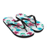 A pair of Alter Ego Hawaii flip flops which are also called slippers with a cool Hawaii themed graphic print.
