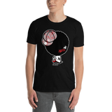 Young male adult wearing a Alter Ego Hawaii T-shirt that has a Hawaii themed graphic logo on the front.