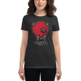 Young female wearing a Alter Ego Hawaii shirt that has a Hawaii themed graphic logo on the front.