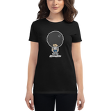 Young female wearing a Alter Ego Hawaii shirt that has a Hawaii themed graphic logo on the front.