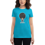 Young female wearing a Alter Ego Hawaii shirt that has a Hawaii themed graphic logo on the front.