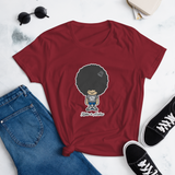 Young female wearing a Alter Ego Hawaii shirt that has a Hawaii themed graphic logo on the front.