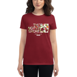 Young female wearing a Alter Ego Hawaii shirt that has a Hawaii themed graphic logo on the front.