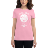 Young female wearing a Alter Ego Hawaii shirt that has a Hawaii themed graphic logo on the front.