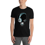 Young male adult wearing a Alter Ego Hawaii T-shirt that has a Hawaii themed graphic logo on the front.