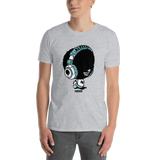 Young male adult wearing a Alter Ego Hawaii T-shirt that has a Hawaii themed graphic logo on the front.