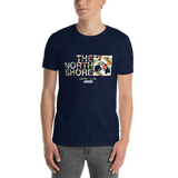 Young male adult wearing a Alter Ego Hawaii T-shirt that has a Hawaii themed graphic logo on the front.
