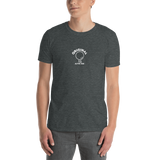 Young male adult wearing a Alter Ego Hawaii T-shirt that has a Hawaii themed graphic logo on the front.