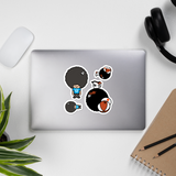 A set of Alter Ego Hawaii logo stickers in multiple sizes with urban street themed graphics.