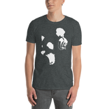 Young male wearing a Rhythm Arts Hawaii T-shirt that has a urban street themed graphic logo on the front.