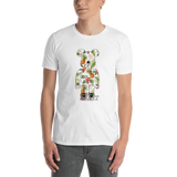 Young male wearing a Rhythm Arts Hawaii T-shirt that has a urban street themed graphic logo on the front.