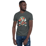 Young male wearing a Rhythm Arts Hawaii T-shirt that has a urban street themed graphic logo on the front.