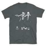 Young male wearing a Rhythm Arts Hawaii T-shirt that has a urban street themed graphic logo on the front.