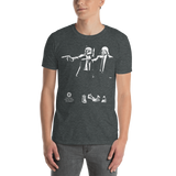 Young male wearing a Rhythm Arts Hawaii T-shirt that has a urban street themed graphic logo on the front.