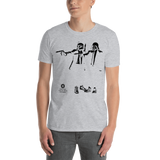 Young male wearing a Rhythm Arts Hawaii T-shirt that has a urban street themed graphic logo on the front.