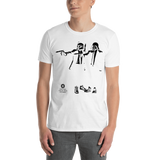 Young male wearing a Rhythm Arts Hawaii T-shirt that has a urban street themed graphic logo on the front.