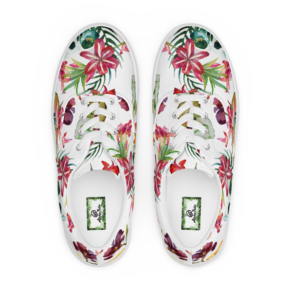 Aloha Tribe Skulls Womens White Canvas Shoes