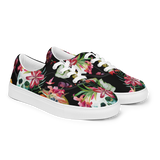 Aloha Tribe Skulls Womens Black Canvas Shoes