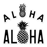 A set of Aloha Tribe Hawaii logo stickers in multiple sizes with urban street themed graphics.