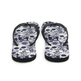 A pair of Aloha Tribe Hawaii flip flops which are also called slippers with a cool Hawaii themed graphic print.