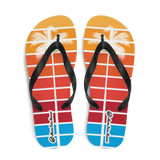 A pair of Aloha Tribe Hawaii flip flops which are also called slippers with a cool Hawaii themed graphic print.