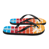 A pair of Aloha Tribe Hawaii flip flops which are also called slippers with a cool Hawaii themed graphic print.