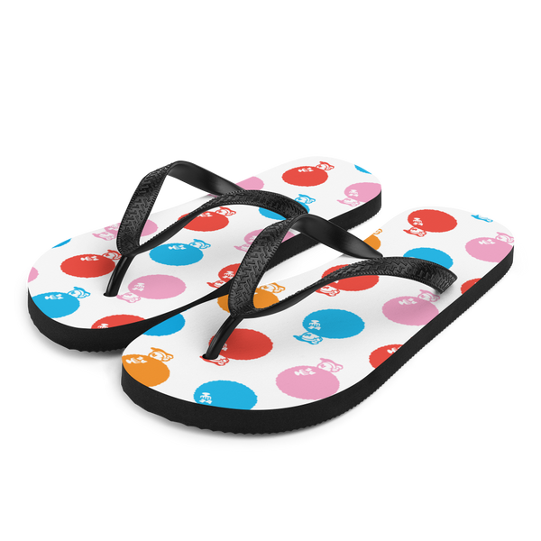 A pair of Alter Ego Hawaii flip flops which are also called slippers with a cool Hawaii themed graphic print.