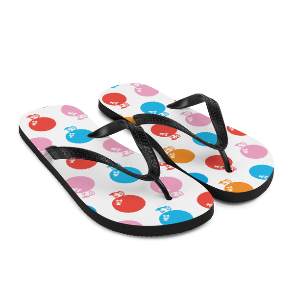 A pair of Alter Ego Hawaii flip flops which are also called slippers with a cool Hawaii themed graphic print.