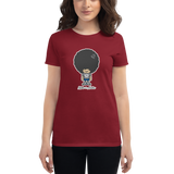 Young female wearing a Alter Ego Hawaii shirt that has a Hawaii themed graphic logo on the front.
