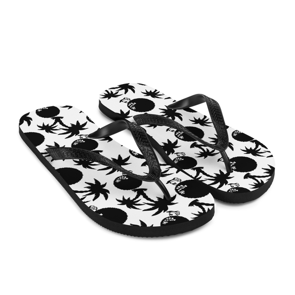 A pair of Alter Ego Hawaii flip flops which are also called slippers with a cool Hawaii themed graphic print.