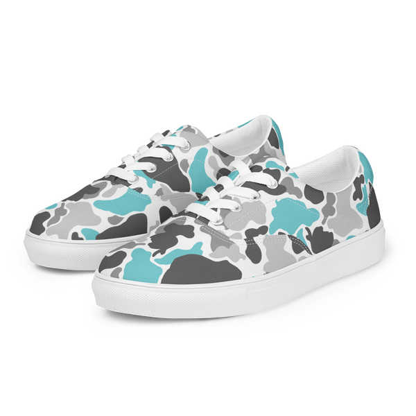 Rhythm Arts Camo-Teal Men’s lace-up canvas shoes