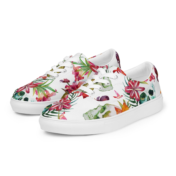 Aloha Tribe Skulls Mens White Canvas Shoes