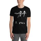 Young male wearing a Rhythm Arts Hawaii T-shirt that has a urban street themed graphic logo on the front.