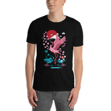 Young male wearing a Rogue Labs Hawaii T-shirt that has a Japanese Hawaii urban street themed graphic logo on the front.